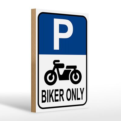 Letrero de madera parking 20x30cm Biker only moto