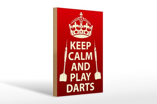 Holzschild Spruch 20x30cm Keep Calm and play Darts