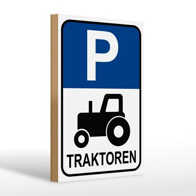 Wooden sign parking 20x30cm parking tractor