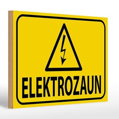 Letrero de madera aviso 30x20cm valla eléctrica señal de advertencia precaución