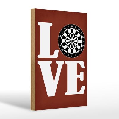 Cartello in legno con scritta "Love Dart Gift" 20x30 cm