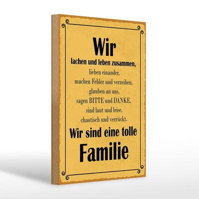 Cartello in legno 20x30 cm con scritta "Siamo una grande famiglia".