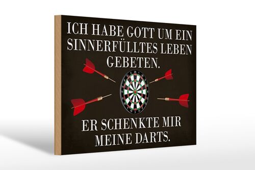 Holzschild Spruch 30x20cm Gott schenkte mir meine Darts