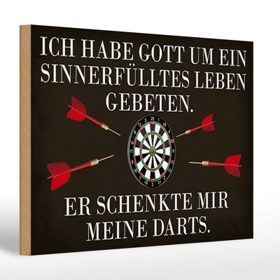 Holzschild Spruch 30x20cm Gott schenkte mir meine Darts