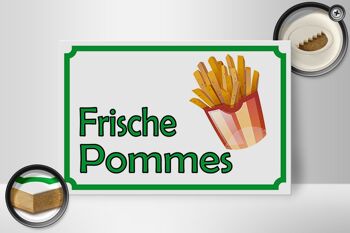 Panneau bois avis 30x20cm restaurant frites fraîches 2