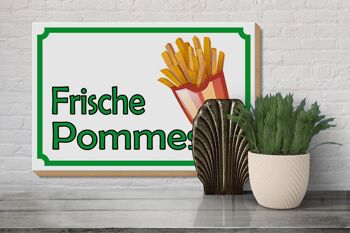 Panneau bois avis 30x20cm restaurant frites fraîches 3