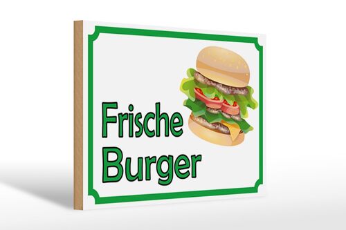 Holzschild Hinweis 30x20cm frische Burger Restaurant