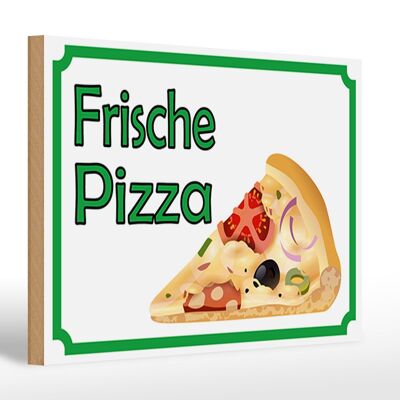 Cartel de madera aviso 30x20cm venta de pizza fresca