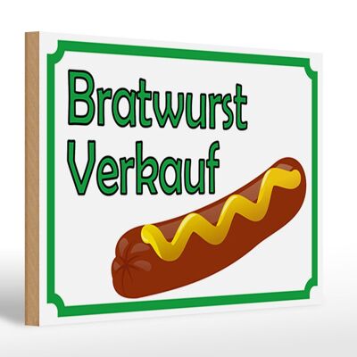 Cartel de madera aviso 30x20cm Bratwurst venta restaurante