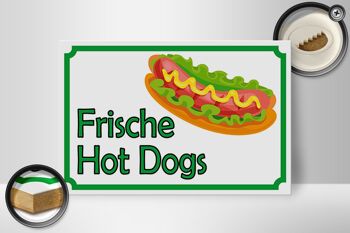 Panneau en bois avis 30x20cm restaurant de hot dogs frais 2