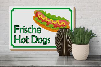 Panneau en bois avis 30x20cm restaurant de hot dogs frais 3