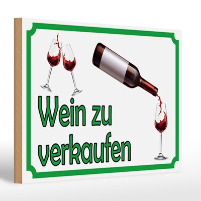 Cartel madera aviso 30x20cm vino para vender alcohol