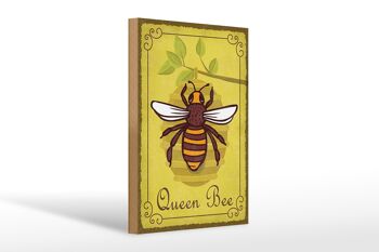 Panneau d'avertissement en bois 20x30cm Reine des abeilles Miel Apiculture 1
