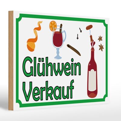 Holzschild Hinweis 30x20cm Glühwein Verkauf