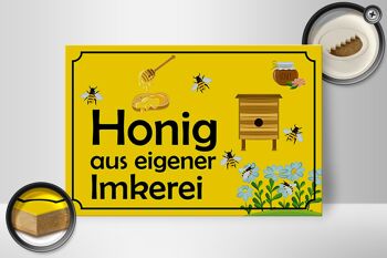 Panneau en bois note 30x20cm miel de notre propre apiculture 2