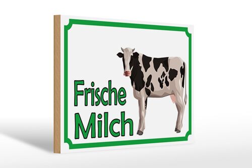 Holzschild Hinweis 30x20cm frische Milch Verkauf Kuh