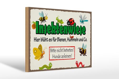 Holzschild Hinweis 30x20cm Insektenwiese Bienen Hummeln