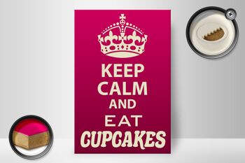 Panneau en bois disant 20x30cm Keep Calm and eat Cupcakes 2