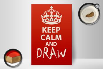 Panneau en bois disant 20x30cm Keep Calm and draw gift 2