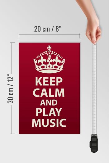 Panneau en bois disant 20x30cm Keep Calm and play Music Crown 4