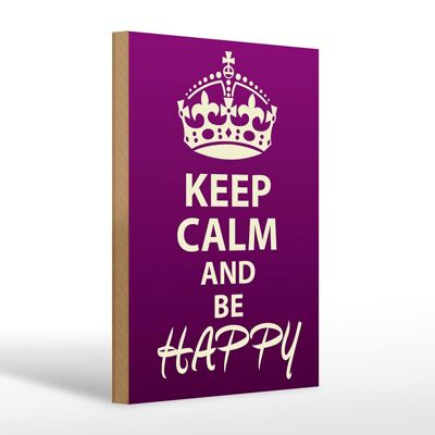 Cartel de madera que dice 20x30cm Keep Calm and be happy
