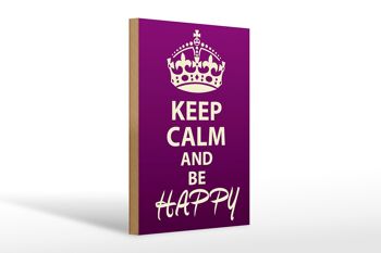 Panneau en bois disant 20x30cm Keep Calm and be happy 1