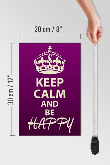 Panneau en bois disant 20x30cm Keep Calm and be happy 4