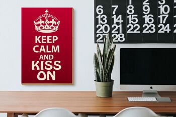 Panneau en bois disant 20x30cm Keep Calm and kiss on gift 3