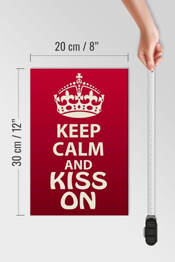 Panneau en bois disant 20x30cm Keep Calm and kiss on gift 4