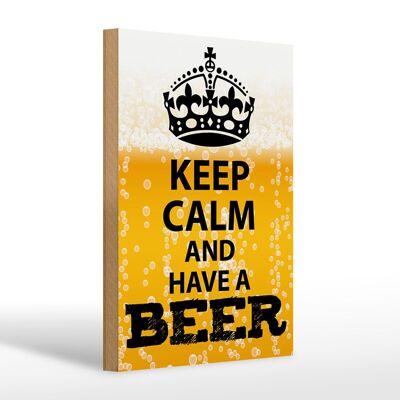 Cartello in legno con scritta "Keep Calm and have a Beer" 20x30 cm