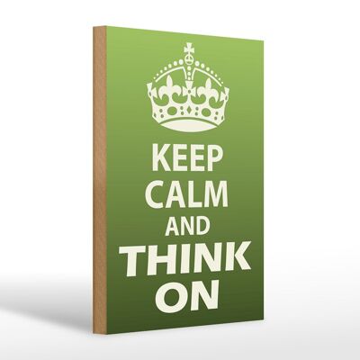 Cartel de madera que dice 20x30cm Keep Calm and think on gift