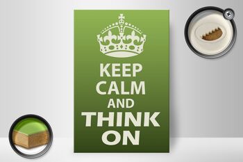 Panneau en bois disant 20x30cm Keep Calm and think on gift 2