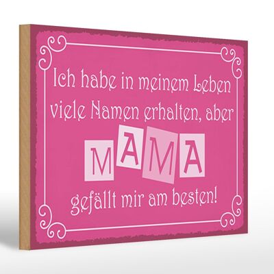 Wooden sign saying 30x20cm Name Mama I like best