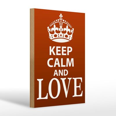 Panneau en bois disant 20x30cm Keep Calm and Love cadeau