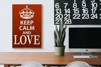 Panneau en bois disant 20x30cm Keep Calm and Love cadeau 3