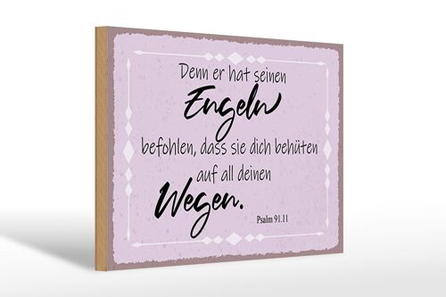 Holzschild Spruch 30x20cm er hat seinen Engeln befohlen