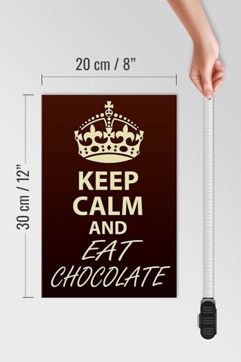 Panneau en bois disant 20x30cm Restez calme et mangez du chocolat 4