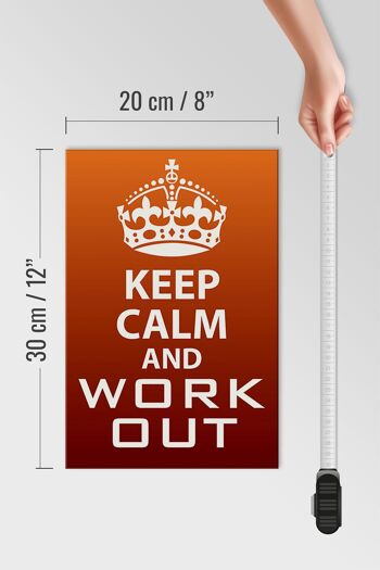 Panneau en bois disant 20x30cm Keep Calm and Work Out Gift 4