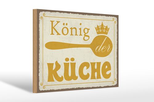 Holzschild Spruch 30x20cm König der Küche Krone Geschenk