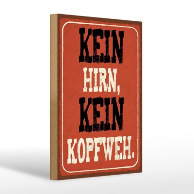 Holzschild Spruch 20x30cm kein Hirn kein Kopfweh