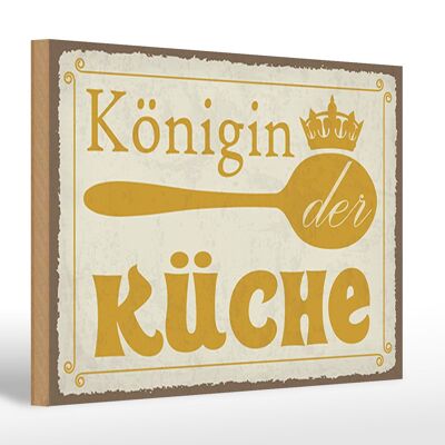 Cartello in legno con scritta "Queen of the Kitchen Crown" 30x20 cm