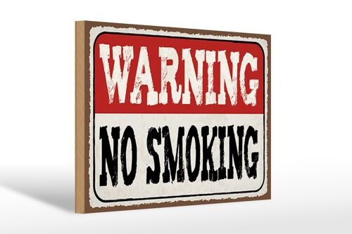 Holzschild Hinweis 30x20cm Warning no smoking