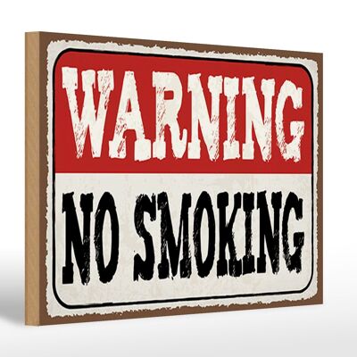 Holzschild Hinweis 30x20cm Warning no smoking