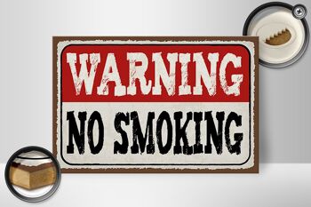 Panneau en bois 30x20cm Attention interdiction de fumer 2