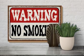 Panneau en bois 30x20cm Attention interdiction de fumer 3