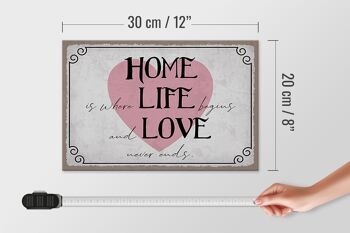 Panneau en bois disant 30x20cm Home Life Love Never Ends 4