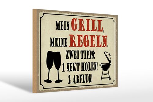 Holzschild Spruch 30x20cm mein Grill meine Regeln 2 Tipps