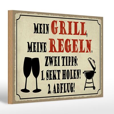 Holzschild Spruch 30x20cm mein Grill meine Regeln 2 Tipps