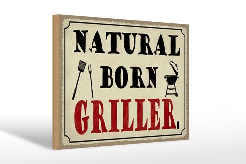 Holzschild Spruch 30x20cm natural born Griller Grillen