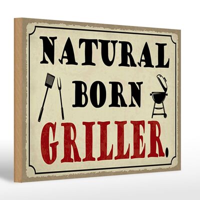 Cartello in legno con scritta Griller Grilling naturale nato 30x20 cm